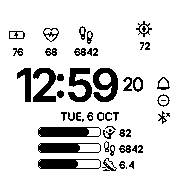 NEU monochrome simulator capture on Instinct 3 Solar, with solar intensity in the round sub-display
